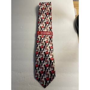 French Bull Dog Christmas NeckTie-  Adorable Dog with Red Bow - Dog Lover Tie